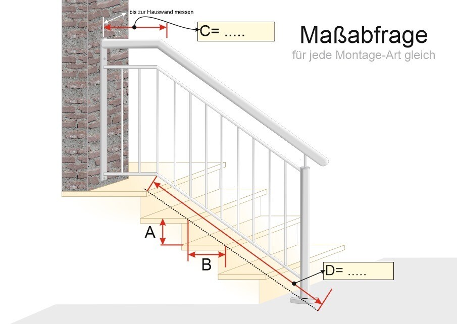 Treppengeländer "WS Stift 1 Pfosten" V2A Edelstahl