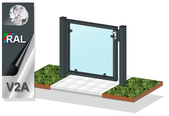 Gartentür "Glas Sichtschutz" 1-flüglig farbbeschichtet Gartentür "Glas Sichtschutz" 1-flüglig farbbeschichtet