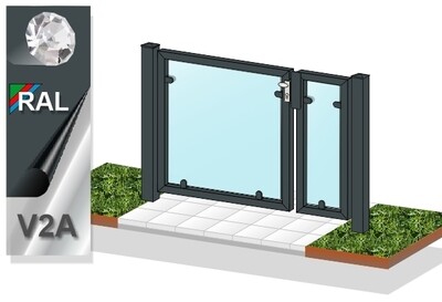 Gartentür "Glas Sichtschutz" 2-flüglig farbbeschichtet Gartentür "Glas Sichtschutz" 2-flüglig farbbeschichtet