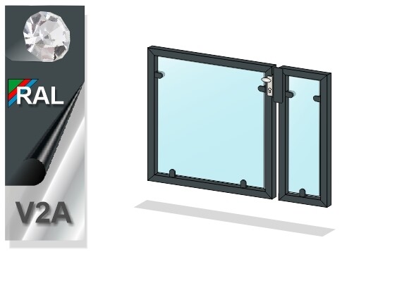 Gartentür "Glas Sichtschutz" 2-flüglig farbbeschichtet