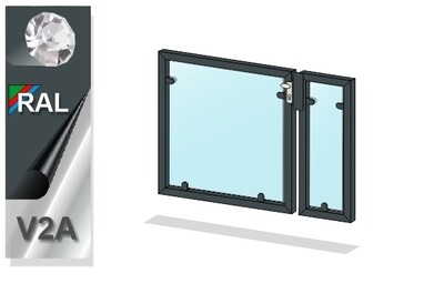 Gartentür "Glas Sichtschutz" 2-flüglig farbbeschichtet