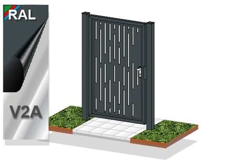 Gartentür 1-flüglig "Laser Design Streifen 1" ALU  farbbeschichtet