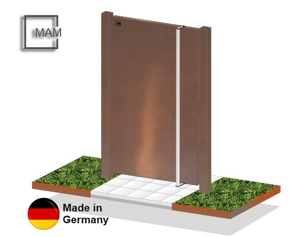 Gartentür Cortenstahl "Flatt" 1-flüglig Flächenbündig Gartentür Cortenstahl "Flatt" 1-flüglig Flächenbündig
