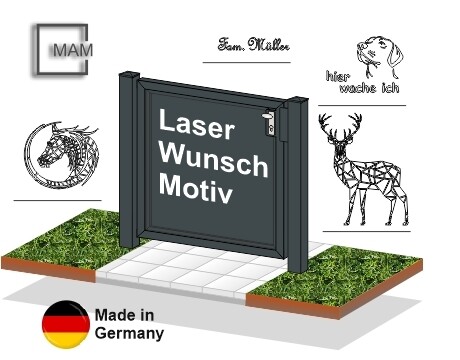Gartentür "Laser Wunsch Motiv" ALU  farbbeschichtet
