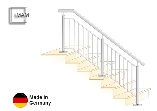 Treppengeländer &quot;Stab Stift-2 Lang&quot; V2A Edelstahl