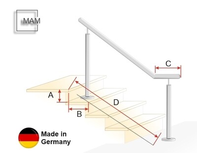 Handlauf "Stift-3" Edelstahl unten abgewinkelt