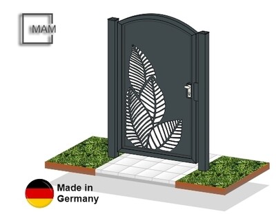 Gartentür "Laser Blätter-1 OB" ALU farbbeschichtet Gartentür "Laser Blätter-1 OB" ALU farbbeschichtet