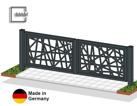 Gartentor 2-flüglig  "Laser Stripe" ALU farbeschichtet