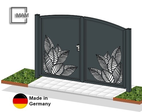 Gartentor "Laser Blätter-1 OB" ALU farbbeschichtet Gartentor "Laser Blätter-1 OB" ALU farbbeschichtet