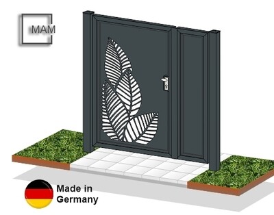 Gartentür 2-flüglig "Laser Blätter-1" ALU farbbeschichtet Gartentür 2-flüglig "Laser Blätter-1" ALU farbbeschichtet