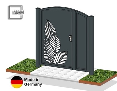 Gartentür "Laser Blätter-1 OB" ALU farbbeschichtet Gartentür "Laser Blätter-1 OB" ALU farbbeschichtet