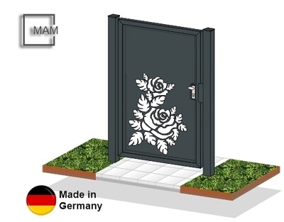 Gartentür 1-flüglig "Laser Rose-1" ALU farbbeschichtet Gartentür 1-flüglig "Laser Rose-1" ALU farbbeschichtet