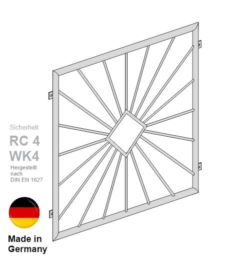Fenstergitter "Sonne Karo" V2A Edelstahl Fenstergitter "Sonne Karo" V2A Edelstahl