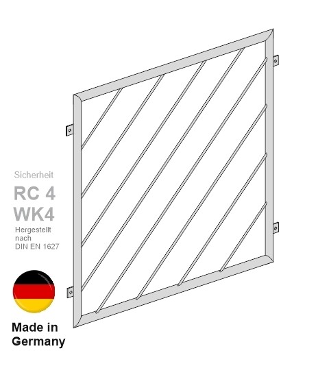Fenstergitter "Diagonalstab 1" V2A Edelstahl Fenstergitter "Diagonalstab 1" V2A Edelstahl