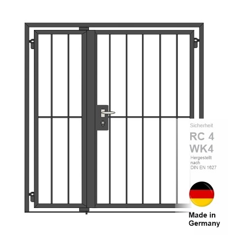 Gittertür 2-flg.  "Vertikalstab"  Stahl wahlweise beschichtet