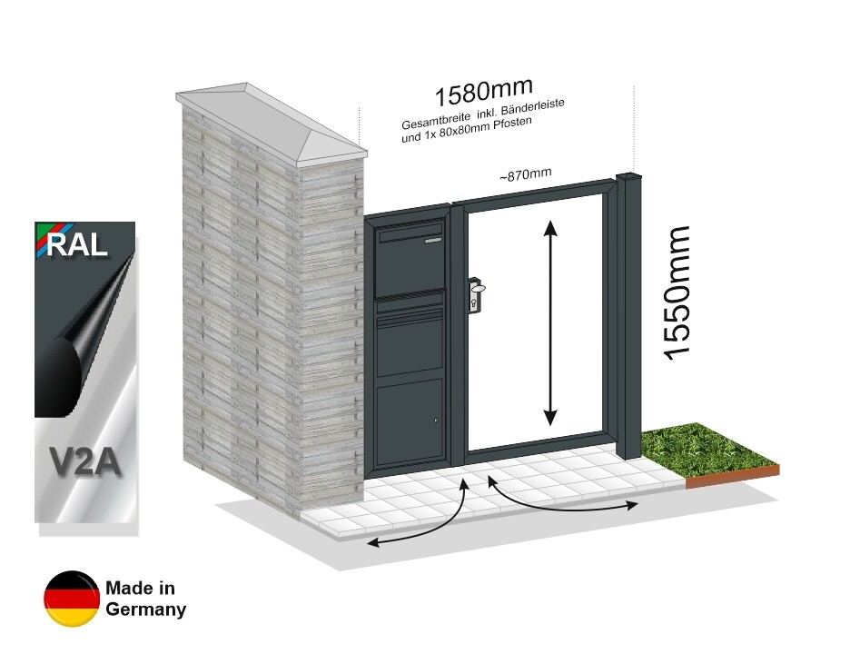 Gartentür eigene Füllung mit Paketbox  (023.134)