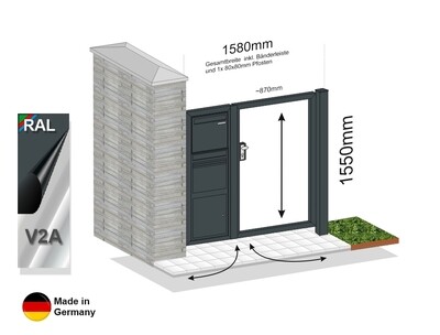 Gartentür eigene Füllung mit Paketbox  (023.134)