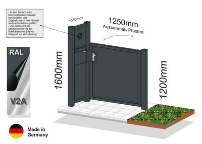 Gartentür mit Briefkastenelement für Gegnsprechanlage 023.176