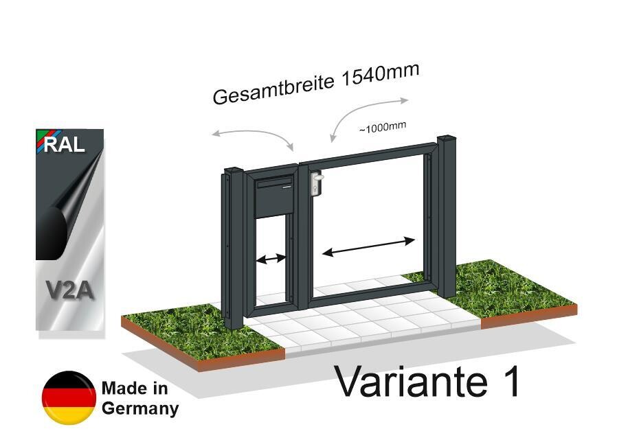Gartentür 2-flüglig eigene Füllung mit Briefkasten   023.199