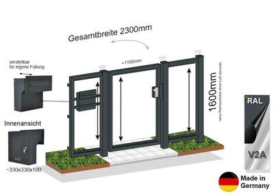 Gartentür 1-flüglig mit 2x Festelement für eigene Füllung 023.225 Gartentür 1-flüglig mit 2x Festelement für eigene Füllung 023.225