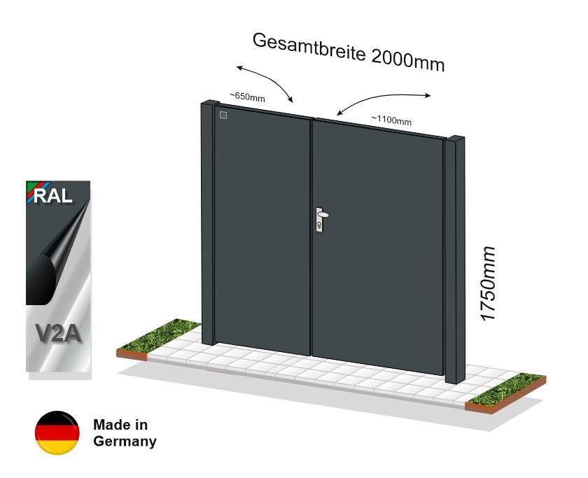 Gartentor  "Flächenbündig" Flatt  2-flüglig  023242