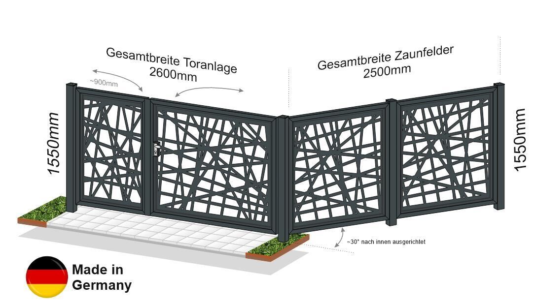 Gartentor mit Zaunfelder in Modell Stripe  023253