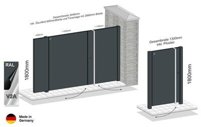 Gartentor  &quot;Flächenbündig&quot; Flatt  mit Zaunfeld  023272