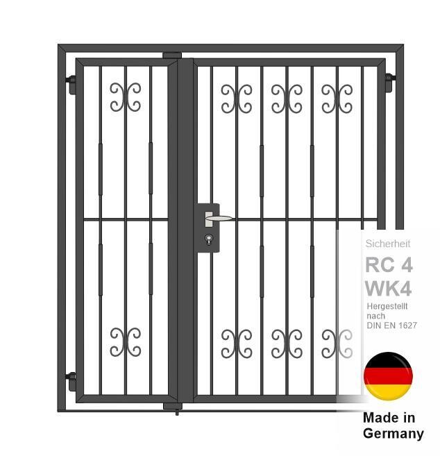 Gittertür 2-flg.  "Barock"  Stahl wahlweise beschichtet