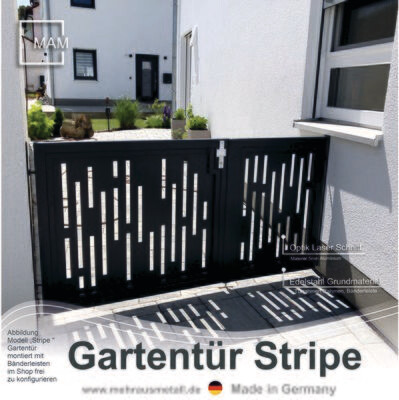 Gartentür 2-flüglig  "Laser Stripe" ALU farbbeschichtet