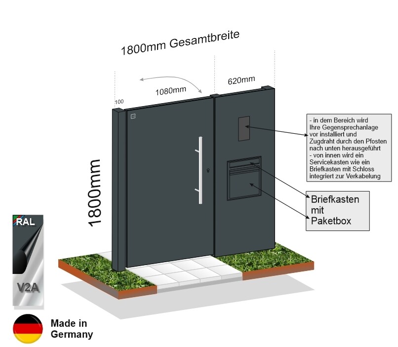 Modell Flatt Eingangstür-Element mit Paketbox 024299