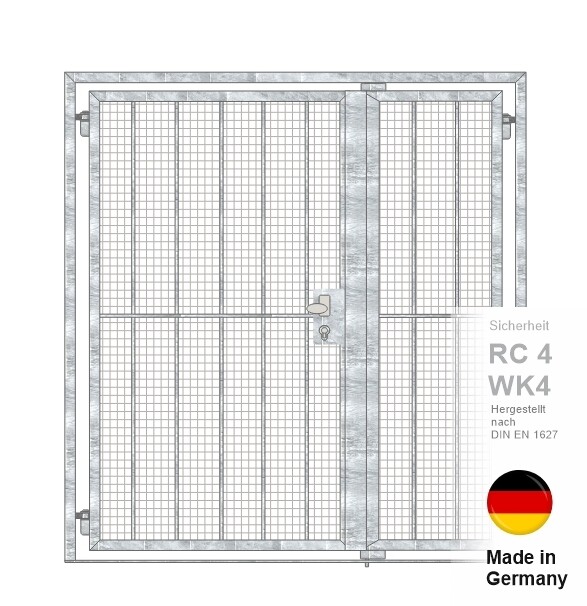 Gittertür Vertikalstab  2-flüglig mit Durchgreifschutz  (023.162)