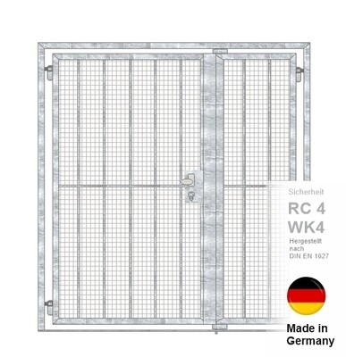 Gittertür Vertikalstab  2-flüglig mit Durchgreifschutz  (023.162)