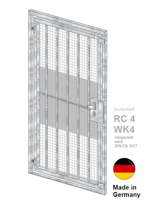 Gittertür Vertikalstab mit Durchgreifschutz 024352