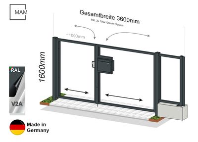 Gartentor 2-flüglig eigene Füllung mit Zaunfeld  024356
