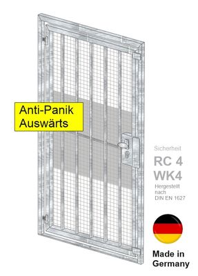 Gittertür mit Anti-Panik Schloss "Vertikalstab"  Stahl verzinkt wahlweise beschichtet