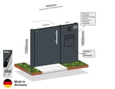 Modell Flatt Eingangstür-Element mit Paketbox 024415