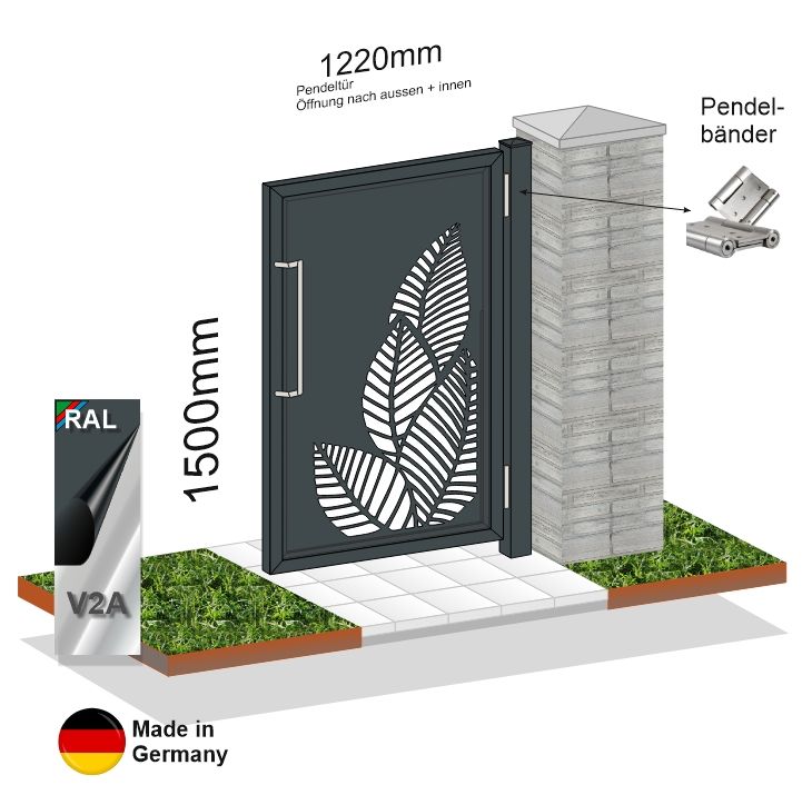 Gartentür Modell Laser Blatt-1  024416