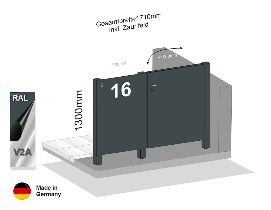 Gartentür "Flatt" mit Zaunfeld 024419