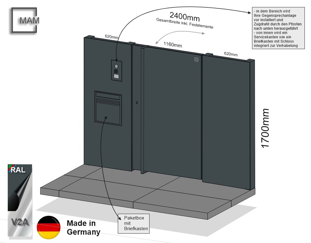 Türanlage "Flatt" mit PaketboxSeitenteilen  025387