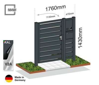 Gartentür Sichtschutz mit Briefkasten  025.06.03