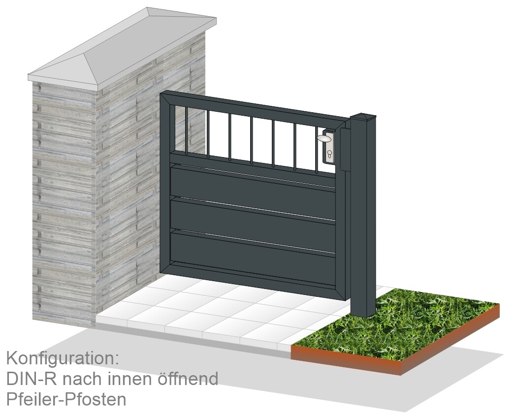 Gartentür "Sichtschutz Stab-1" 1-flüglig ALU farbbeschichtet