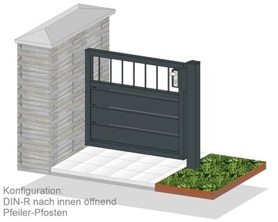 Gartentür "Sichtschutz Stab-1" 1-flüglig ALU farbbeschichtet
