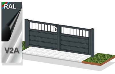 Gartentor "Sichtschutz Stab-1" 2-flüglig ALU farbbeschichtet