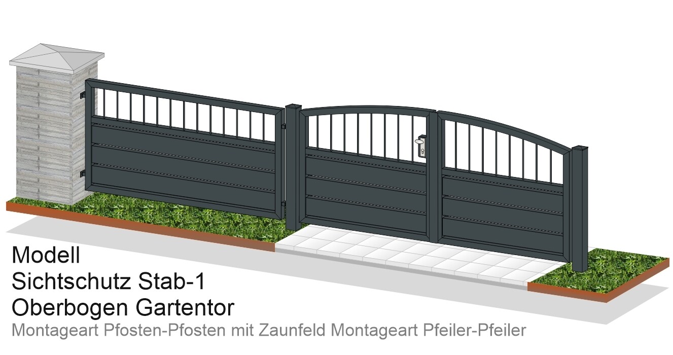 Gartentor "Sichtschutz Stab-1 OB" ALU farbbeschichtet