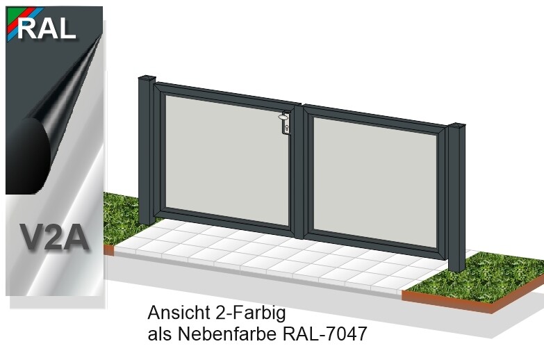 Gartentor 2-flüglig "Blickdicht" ALU farbbeschichtet