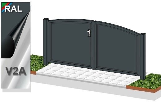 Gartentor 2-flüglig "Blickdicht OB" ALU farbbeschichtet