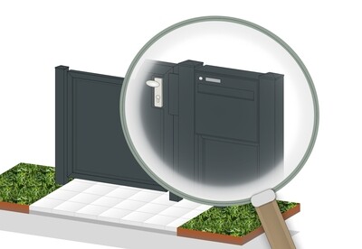 Gartentür mit Briefkasten "Blickdicht" ALU farbbeschichtet