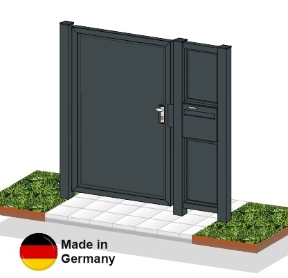 Gartentür mit Briefkasten "Blickdicht" ALU farbbeschichtet