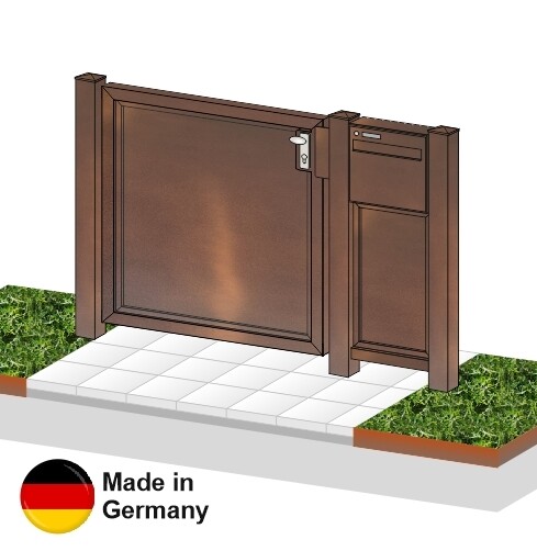 Gartentür mit Briefkasten "Blickdicht Corten" farbbeschichtet