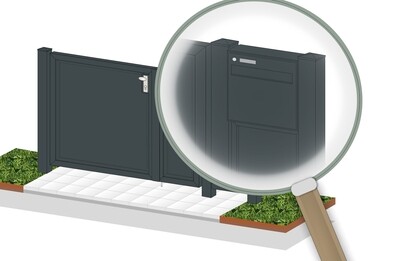 Gartentür mit Briefkasten "Blickdicht" 2-flüglig farbbeschichtet